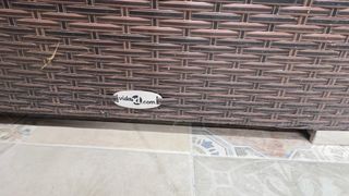 Sofá de exterior modular blanco y marrón