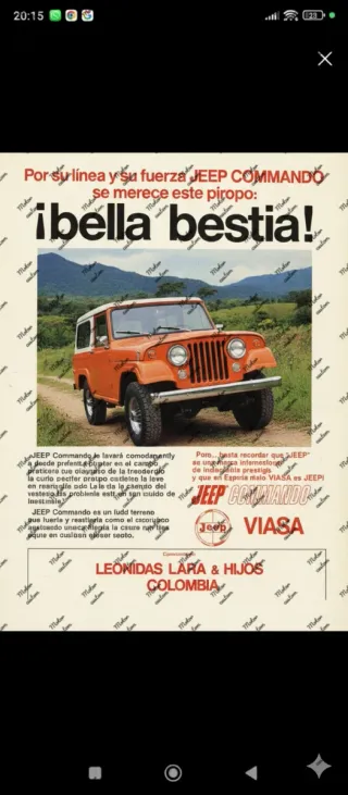 Cartel metalico Jeep Comando anuncio original