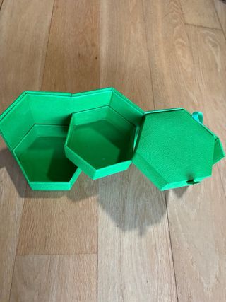 Joyero de viaje hexagonal verde