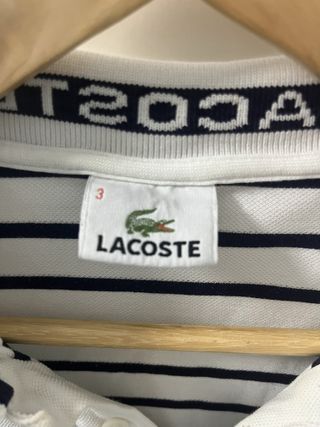 Polo Lacoste Rayas Azul Marino y Blanco