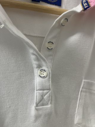 Polo Lacoste Rayas Azul Marino y Blanco