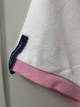 Polo Lacoste Rayas Azul Marino y Blanco