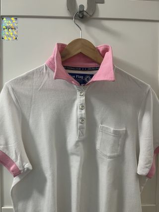 Polo Lacoste Rayas Azul Marino y Blanco