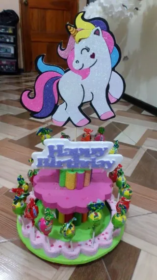 Decoración Tarta Unicornio Cumpleaños