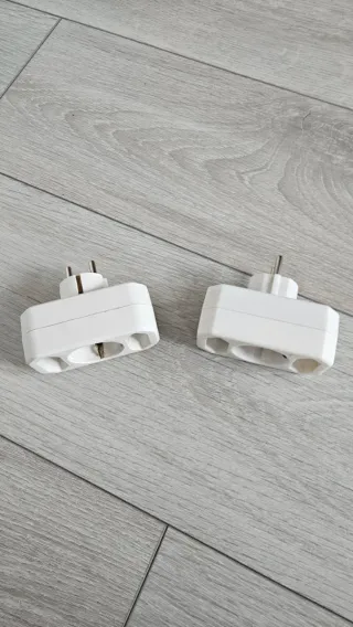 2 x Adaptador Enchufe Triple Blanco