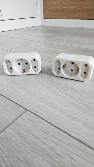 2 x Adaptador Enchufe Triple Blanco