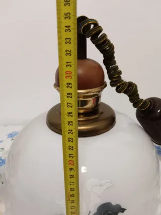 Lampadario vintage vetro opalino decorato