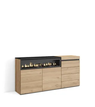 Aparadores salón, 157x35x75cm, Chimenea eléctrica.