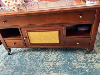 Mesa centro madera maciza cristal