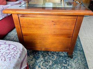 Mesa centro madera maciza cristal