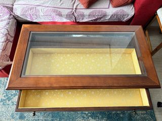 Mesa centro madera maciza cristal