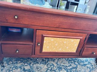 Mesa centro madera maciza cristal