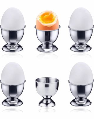 5 Hueveras Metálicas Plateadas