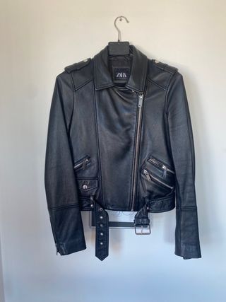 Chaqueta Piel Negra Zara