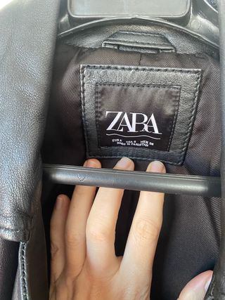 Chaqueta Piel Negra Zara