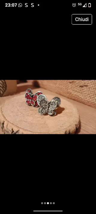 Anelli Farfalla Rossi e Argento