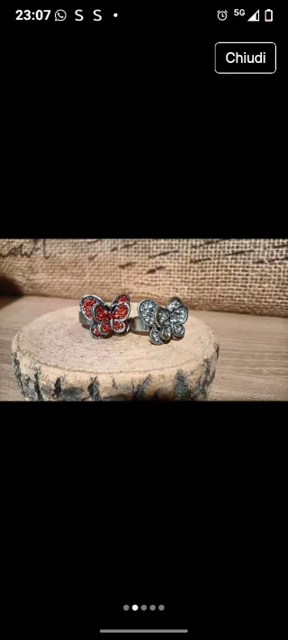Anelli Farfalla Rossi e Argento