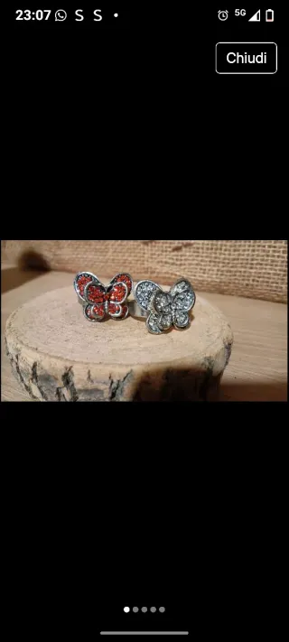 Anelli Farfalla Rossi e Argento