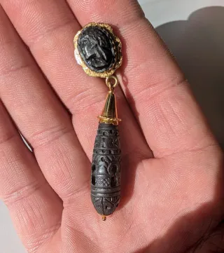 Pendientes Palo Santo y Oro Tallados