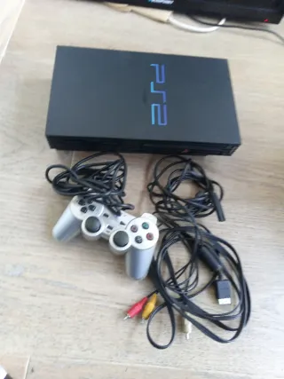Consola Sony PS2 Negra + Mando y Cables