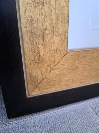 Espejo Marco Madera Marrón y Dorado