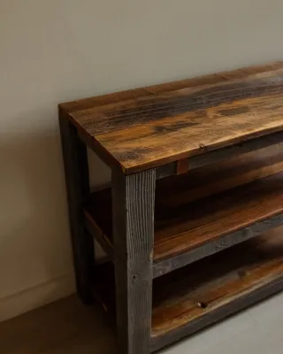 Banco zapatero rústico hecho a mano