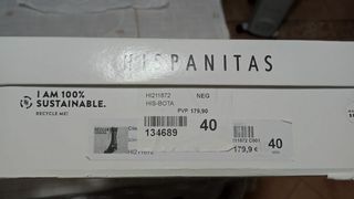 Botas Hispanitas Negras Piel - Talla 40