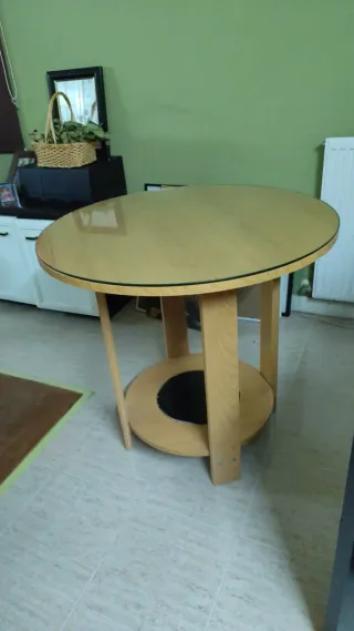 Mesa camilla redonda madera y cristal