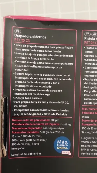 Grapadora eléctrica Parkside PET 25 C3