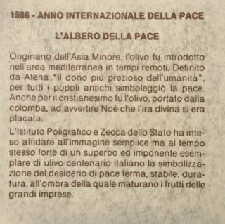 500 Lire Argento 1986 Anno della Pace