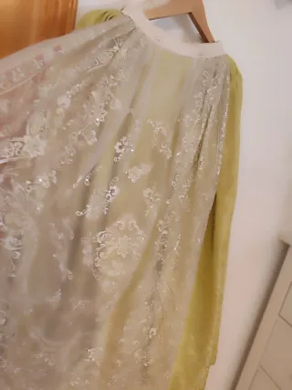 Traje de Fallera en plata y Verde