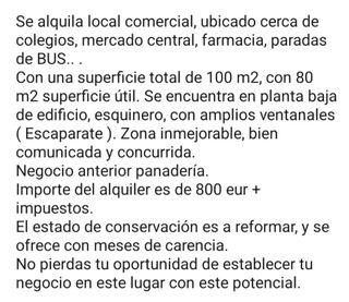 Alquiler de local espectacular bien situado