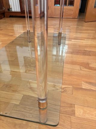 Mesa de centro cristal y metal