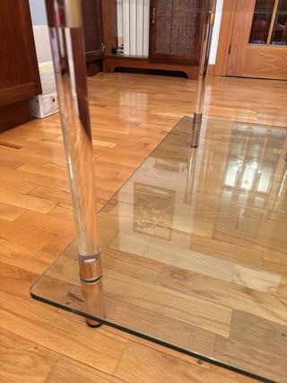 Mesa de centro cristal y metal