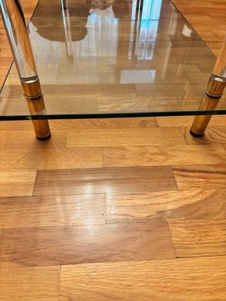 Mesa de centro cristal y metal