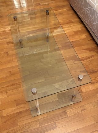 Mesa de centro cristal y metal