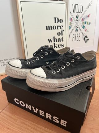 Converse Negras Plataforma Bajas