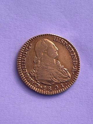 Moneda Oro 2 Escudos Carlos IIII 1801