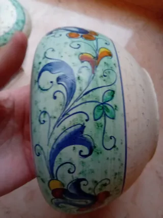 Biscottiera vintage  dipinta a mano h 16 cm