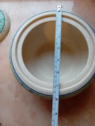 Biscottiera vintage  dipinta a mano h 16 cm