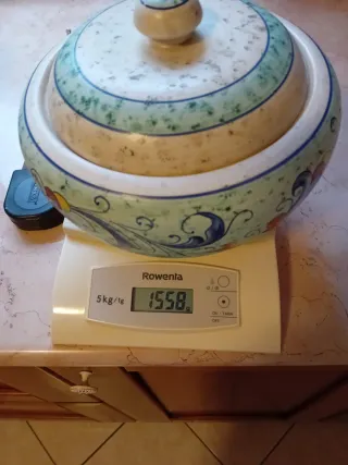 Biscottiera vintage  dipinta a mano h 16 cm