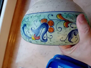 Biscottiera vintage  dipinta a mano h 16 cm