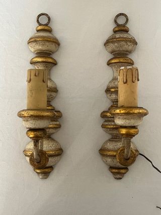 Coppia Applique Antiche Oro e Bianco