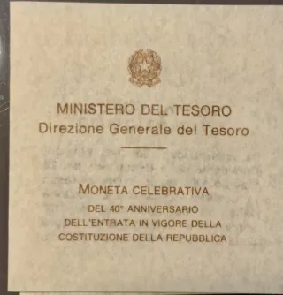 500 Lire Argento Italia 1988 Costituzione