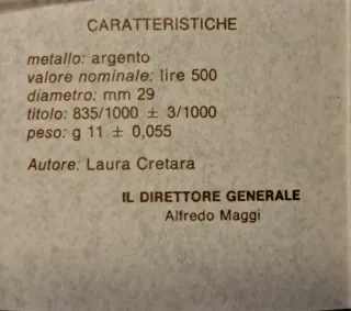 500 Lire Argento Italia 1988 Costituzione