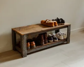 Banco zapatero rústico madera reciclada