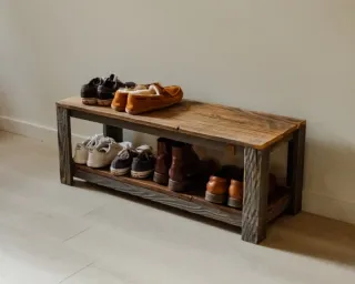 Banco zapatero rústico madera reciclada