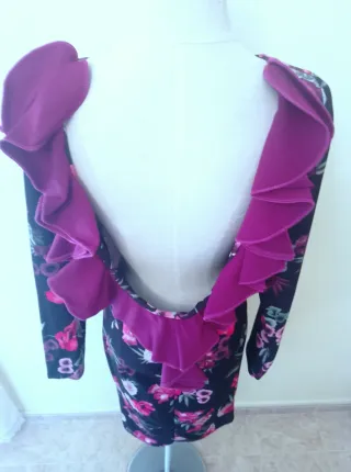 Vestido estampado floral manga larga