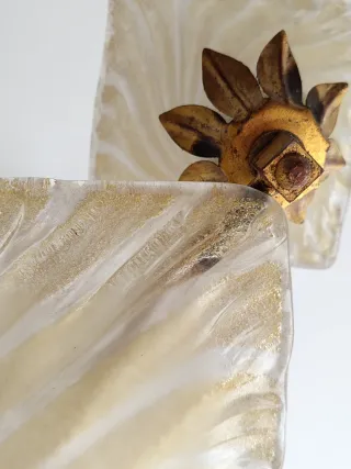 Lámpara Techo Metal Dorado y Vidrio