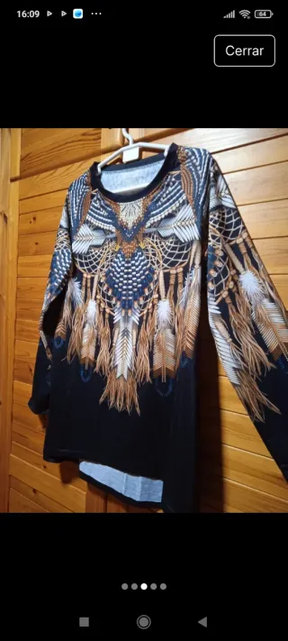 Blusa mujer manga larga estampado étnico